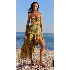 Brandy Floral Cinched Front Cutout Maxi Dress